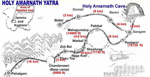 Amarnath Route Map - Road and Trek Guide