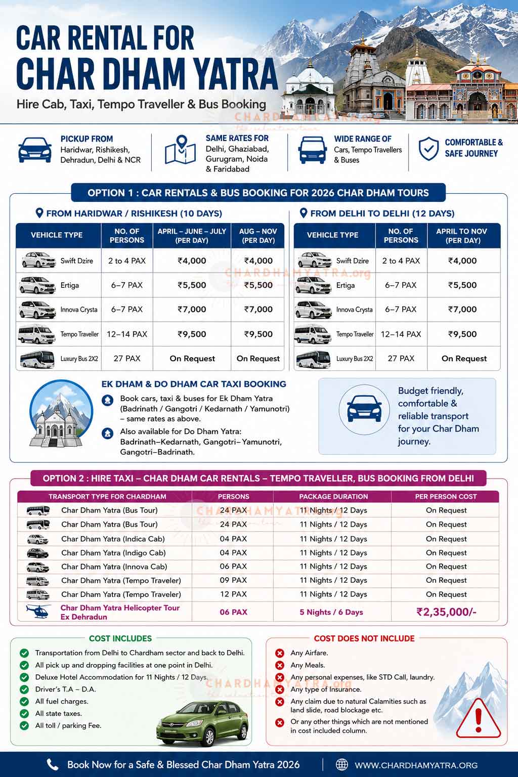 Car Rental for Char Dham Yatra
